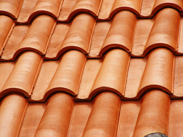 4 rows of red tile roofing